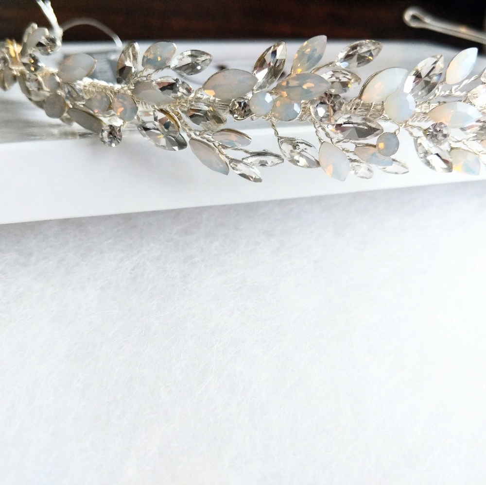 NEW!!! BRIDAL OPAL AND CRYSTAL HEADPIECE